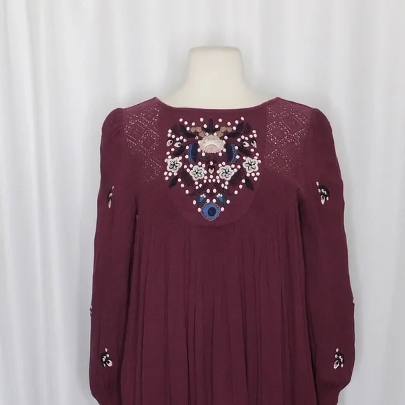 Free People Burgundy Embroidered Dress - Picture 3 of 15